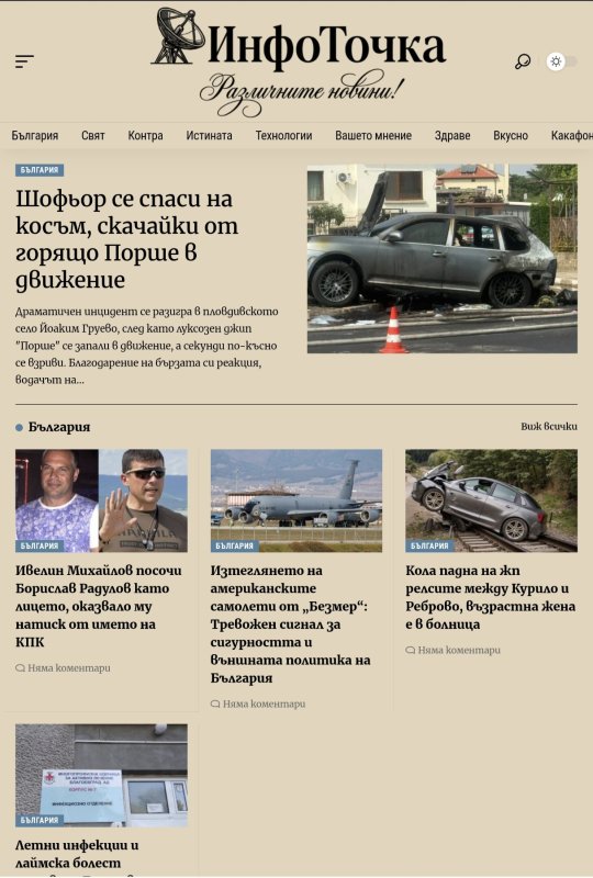 Продавам работещ новинарски сайт инфоточка.бг